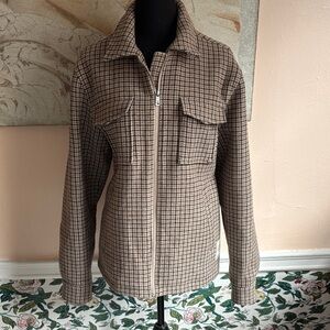 Scotch & Soda Women's Brown Check Utility Jacket